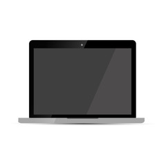 Glossy flat laptop on white