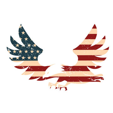 American Eagle with USA flag background. Illustration of abstrac
