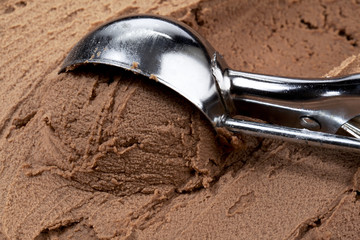 a scoop of chocolate ice cream