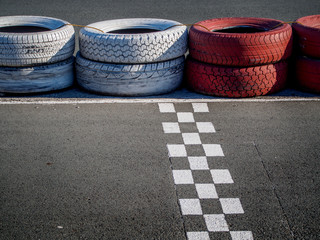 Fencing of the tires on a racing kart track