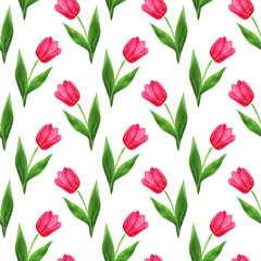 Obraz premium watercolor seamless tulips pattern 