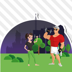 Healthy lifestyle. fitness concept. Bodybuilding illustration