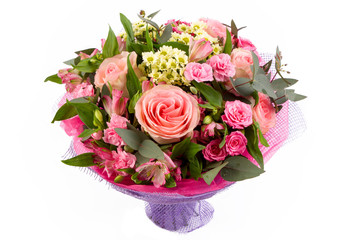 Bouquet of colorful flowers on isolated background