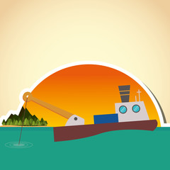 Fishing boat design. sea concept. sport illustration
