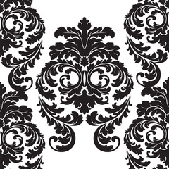 Vector floral damask pattern background. Luxury classic floral damask ornament, royal Victorian vintage texture for wallpapers, textile, fabric. Black Floral element