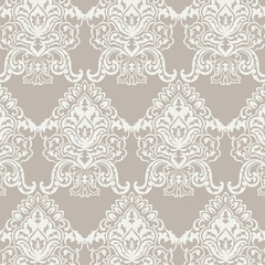 Vector Classic Baroque floral damask pattern background. Luxury classic floral damask ornament, royal Victorian vintage texture for wallpapers, textile, fabric. Taupe color.