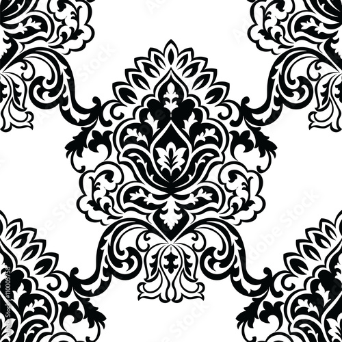 Download "Vector Classic Baroque floral damask pattern background ...