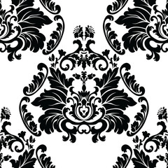 Vector Baroque floral damask pattern background. Luxury classic floral damask ornament, royal Victorian vintage texture for wallpapers, textile, fabric
