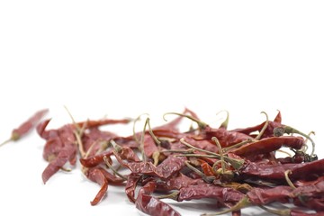 Fototapeta premium Dry chili pepper isolated on a white background.right corner
