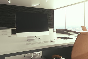 Office workspace computer closeup