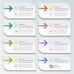 Infographics Vector Arrow Buttons, 8-Step