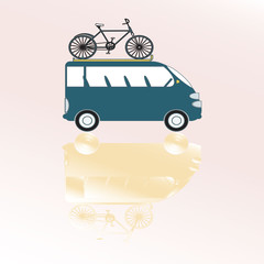 vector image of a car and bicycle