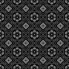 Elegant antique silver and black background 359_square check cross frame flower
