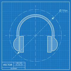 blueprint icon of headphones