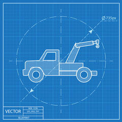 blueprint icon of tow car