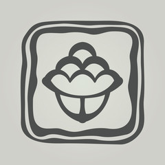 Vector symbol of flower silhouette. Modern floral icon in square frame