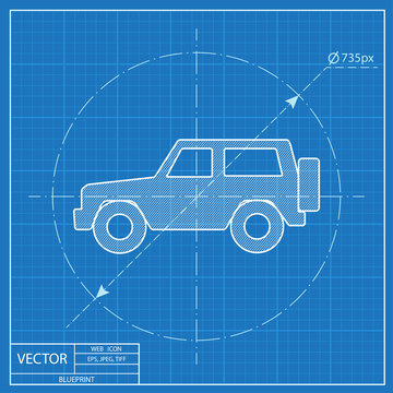 blueprint icon of van