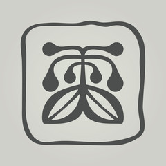 Vector symbol of flower silhouette. Modern floral icon in square frame