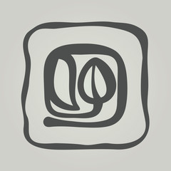 Vector symbol of flower silhouette. Modern floral icon in square frame