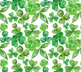 Watercolor clover seamless pattern