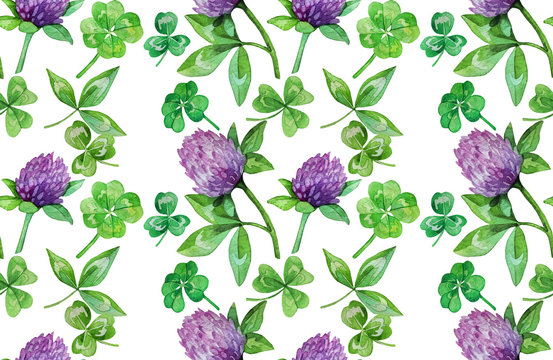 Watercolor Clover Seamless Pattern