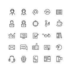 Support service, telemarketing, contact us vector line icons. Support contact, support icon, support help illustration
