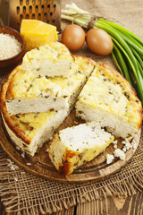 Rice pie with cottage cheese