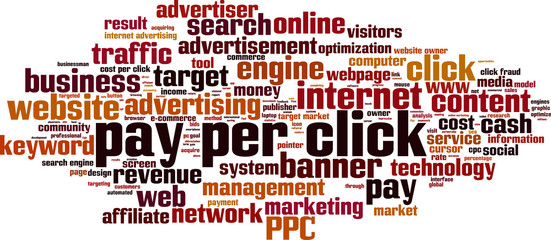 Pay per click word cloud concept. Vector illustration