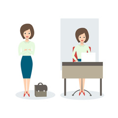 Fototapeta premium Business Woman isolated. Business characters scene. Vector Illustration