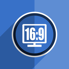 blue flat design 16 9 display modern web icon