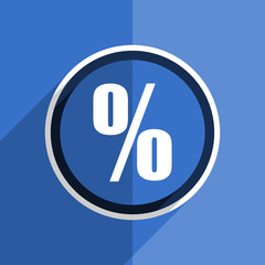 blue flat design percent modern web icon