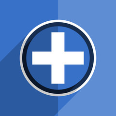 blue flat design plus modern web icon