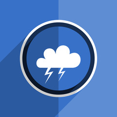 blue flat design storm modern web icon