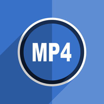 blue flat design mp4 modern web icon