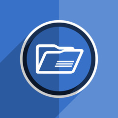 blue flat design folder modern web icon
