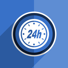 blue flat design 24h modern web icon