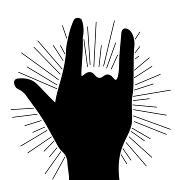 Rock And Roll Hand Metal Black Vector