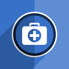 blue flat design first aid modern web icon