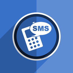 blue flat design sms modern web icon