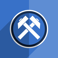 blue flat design mining modern web icon