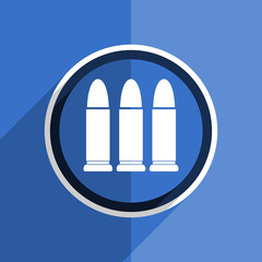 blue flat design ammunition modern web icon