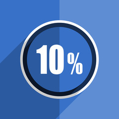 blue flat design 10 percent modern web icon