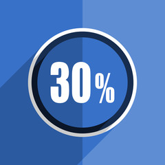 blue flat design 30 percent modern web icon