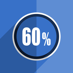 blue flat design 60 percent modern web icon