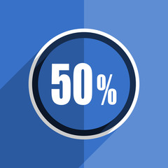 blue flat design 50 percent modern web icon