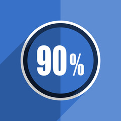 blue flat design 90 percent modern web icon