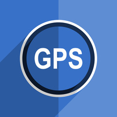 blue flat design gps modern web icon