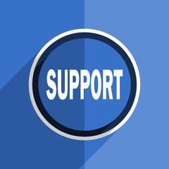 blue flat design support modern web icon