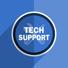 blue flat design technical support modern web icon