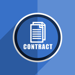 blue flat design contract modern web icon